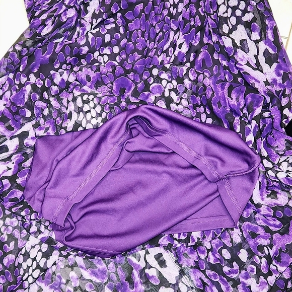 Hailey by Adrianna Papell Purple Criss-Cross Back Chiffon Sheer Maxi Dress SZ 12 - Picture 7 of 16